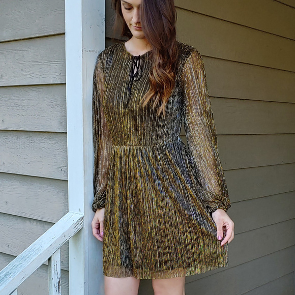 Xhilaration Dresses & Skirts - Target Metallic Long Sleeve Knee Length Dress HP